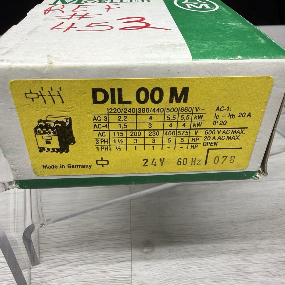 New Klockner Moeller DIL00M Contactor 24V 60Hz Industrial Motor Starter Germany